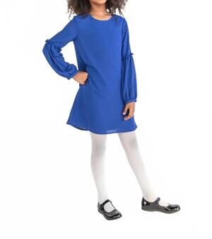 NEW FLORENCE EISEMAN girls chiffon long sleeve dress in royal blue